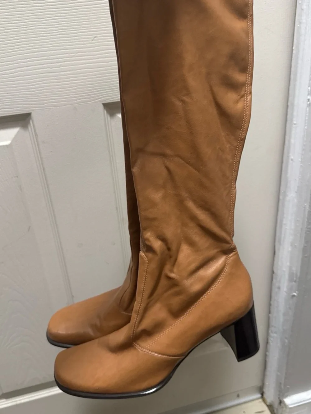 Franco sarto Women's Tall Tan Leather Block Heel Boots
